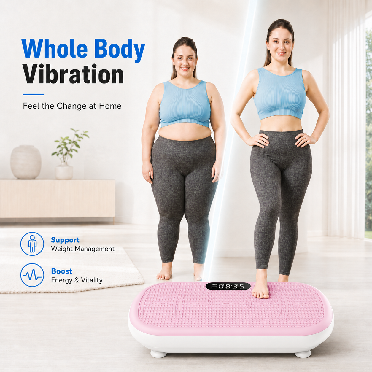 Curved 440 lbs High-Power Vibration Plate for Weight Loss