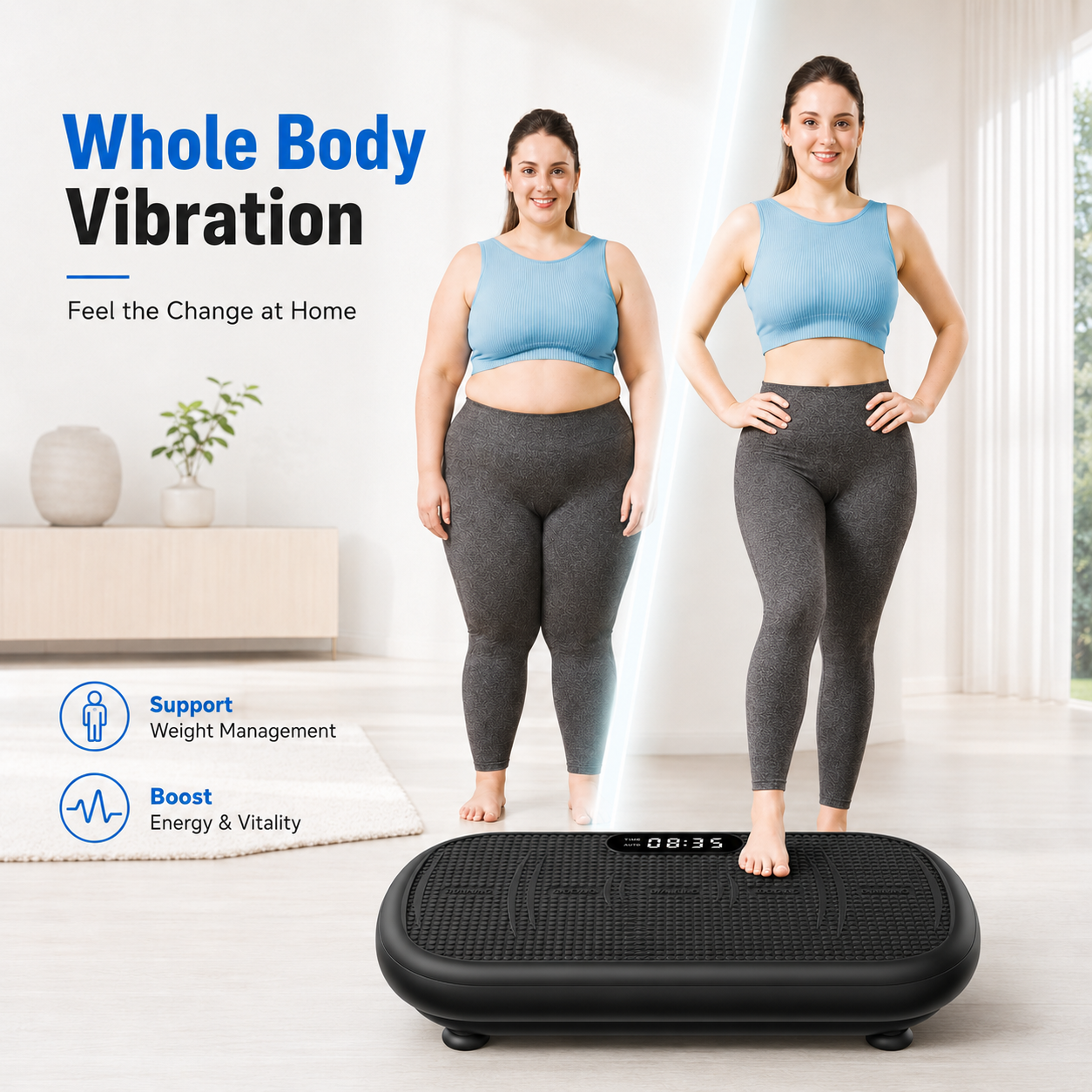 Curved 440 lbs High-Power Vibration Plate for Weight Loss